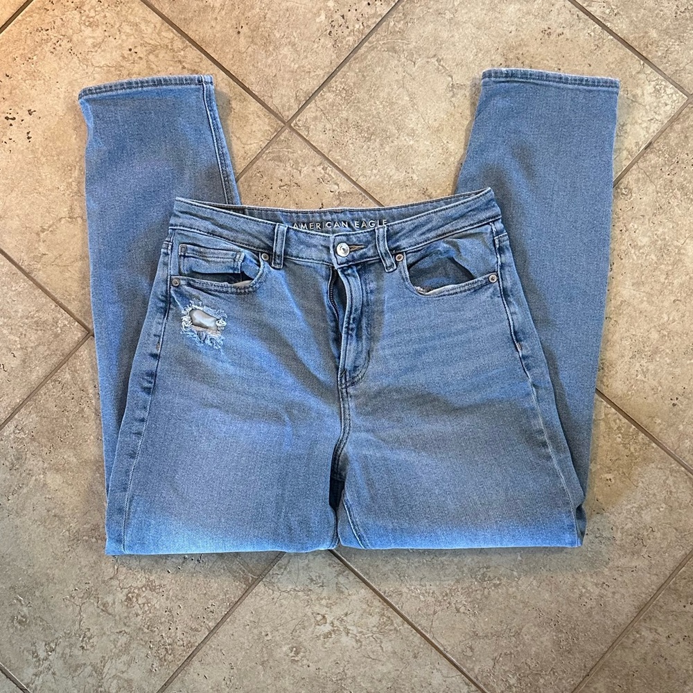 American Eagle Outfitters Light Blue Straight Leg Jeans Size 8 Long